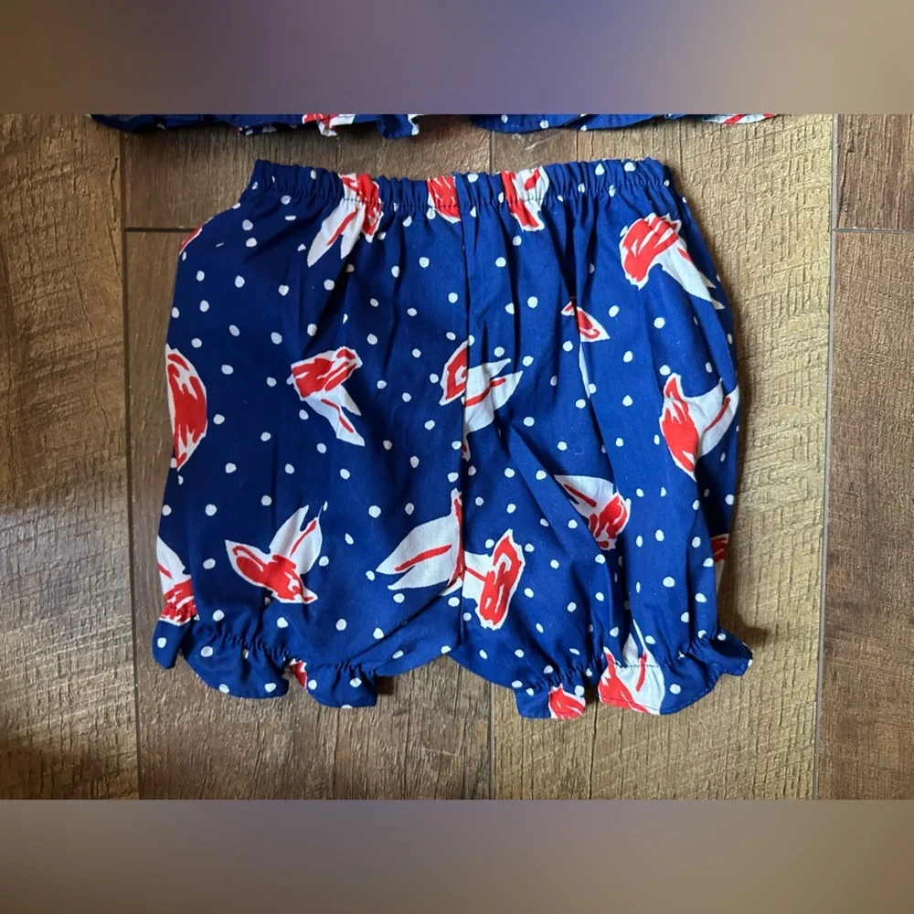 Ruth Scarf NWT‎ VTG Sail Boats Bloomer Set Nautical 18 Months Retro Dead-stock